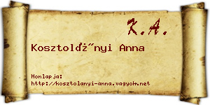 Kosztolányi Anna névjegykártya