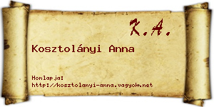 Kosztolányi Anna névjegykártya