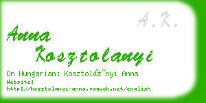 anna kosztolanyi business card